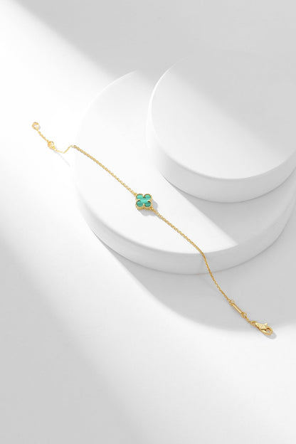 [Liorra]CLOVER BRACELET MALACHITE 1 MOTIF