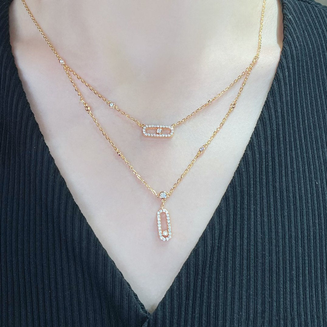 [Liorra]MOVE 2 ROW DIAMOND NECKLACE
