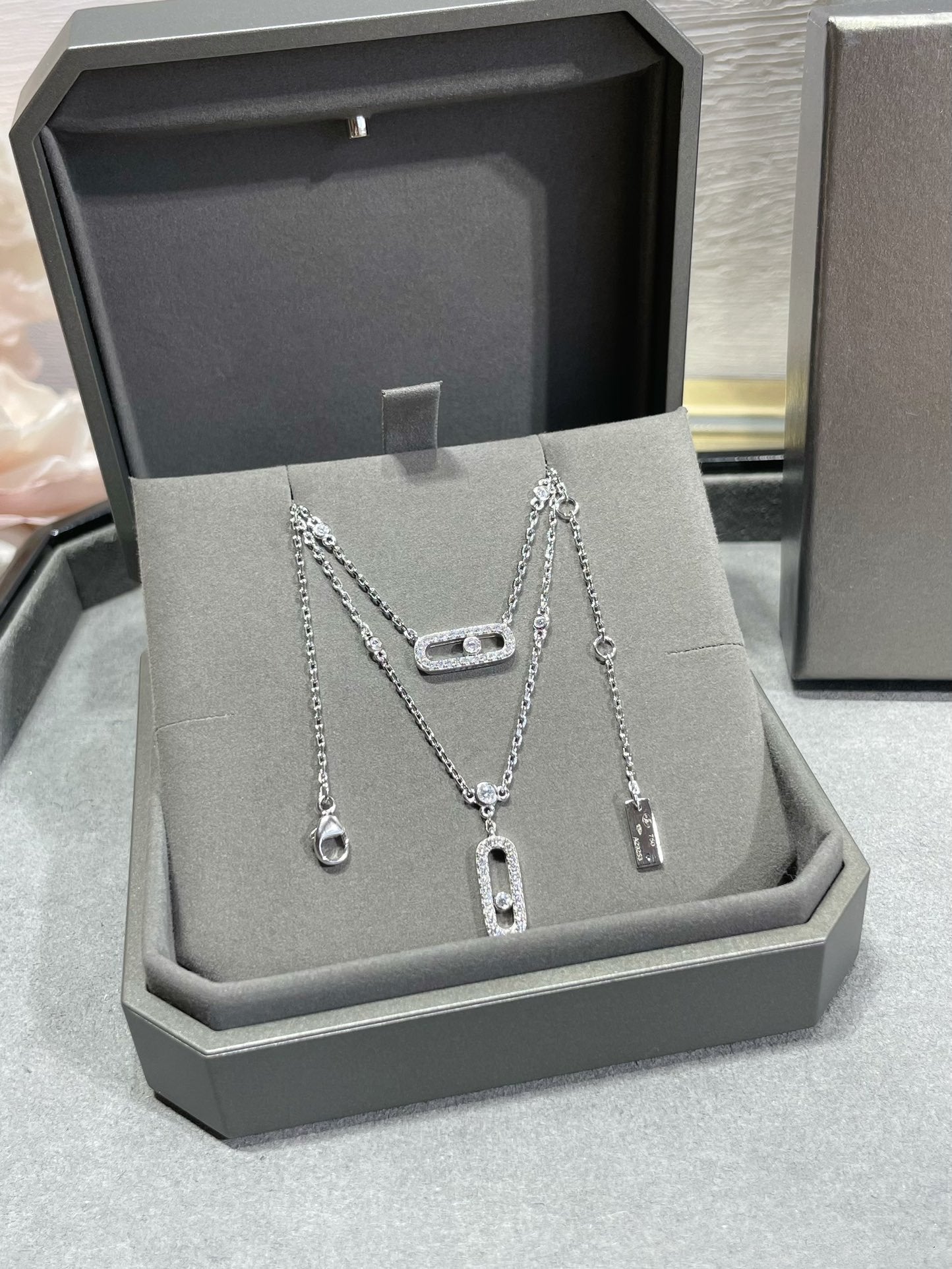 [Liorra]MOVE 2 ROW DIAMOND NECKLACE