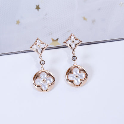 [Liorra]STAR AND SUN PINK GOLD MOP DROP EARRINGS