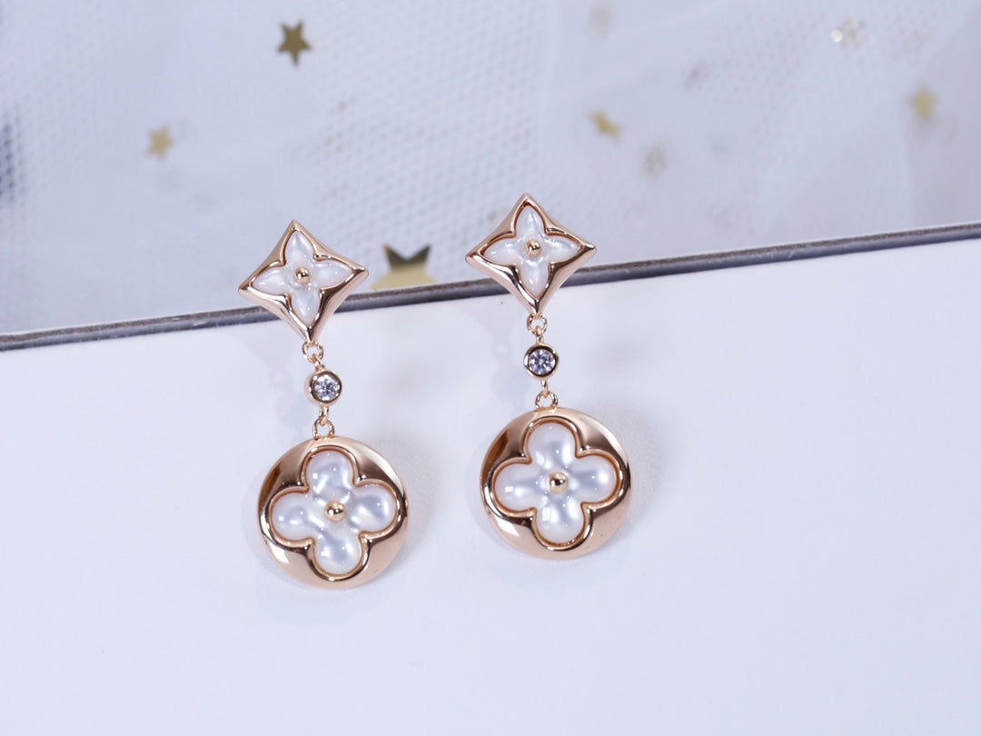 [Liorra]STAR AND SUN PINK GOLD MOP DROP EARRINGS