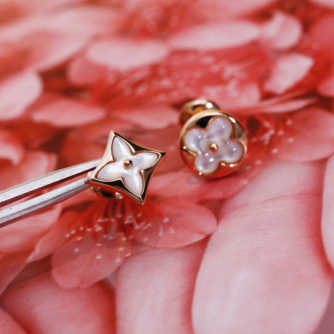 [Liorra]STAR AND SUN PINK GOLD MOP STUD EARRINGS