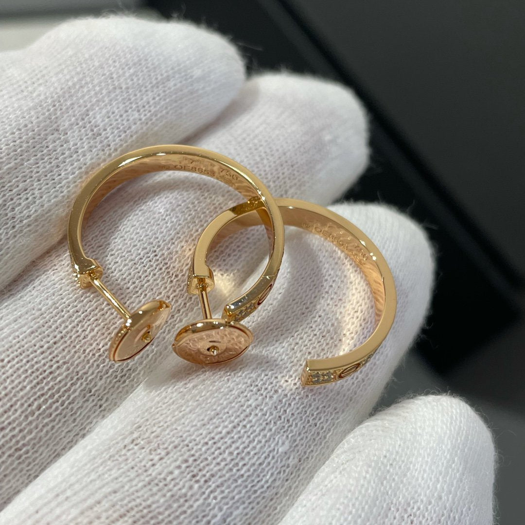 [Liorra]LOVE DIAMOND PINK GOLD HOOP EARRINGS