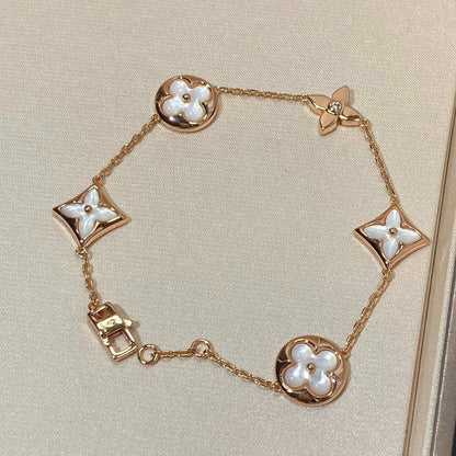 [Liorra]STAR AND SUN 5 MOTIF MOP PINK GOLD BRACELET