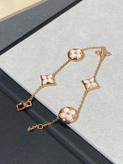 [Liorra]STAR AND SUN 5 MOTIF MOP PINK GOLD BRACELET