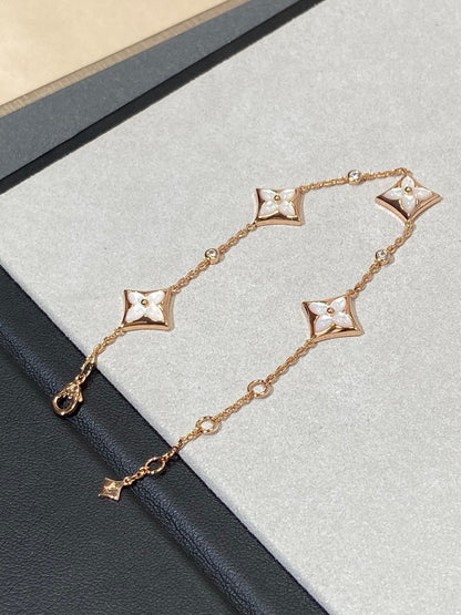 [Liorra]STAR 4 MOTIF MOP DIAMOND PINK GOLD BRACELET