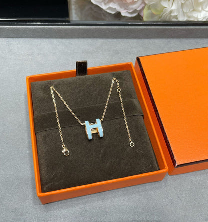 [Liorra]POP H SKY BLUE NECKLACE