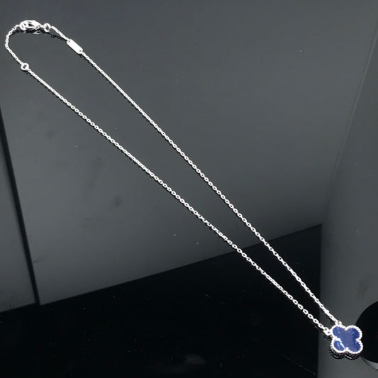 [Liorra]CLOVER PIETERSITE SILVER LONG NECKLACE