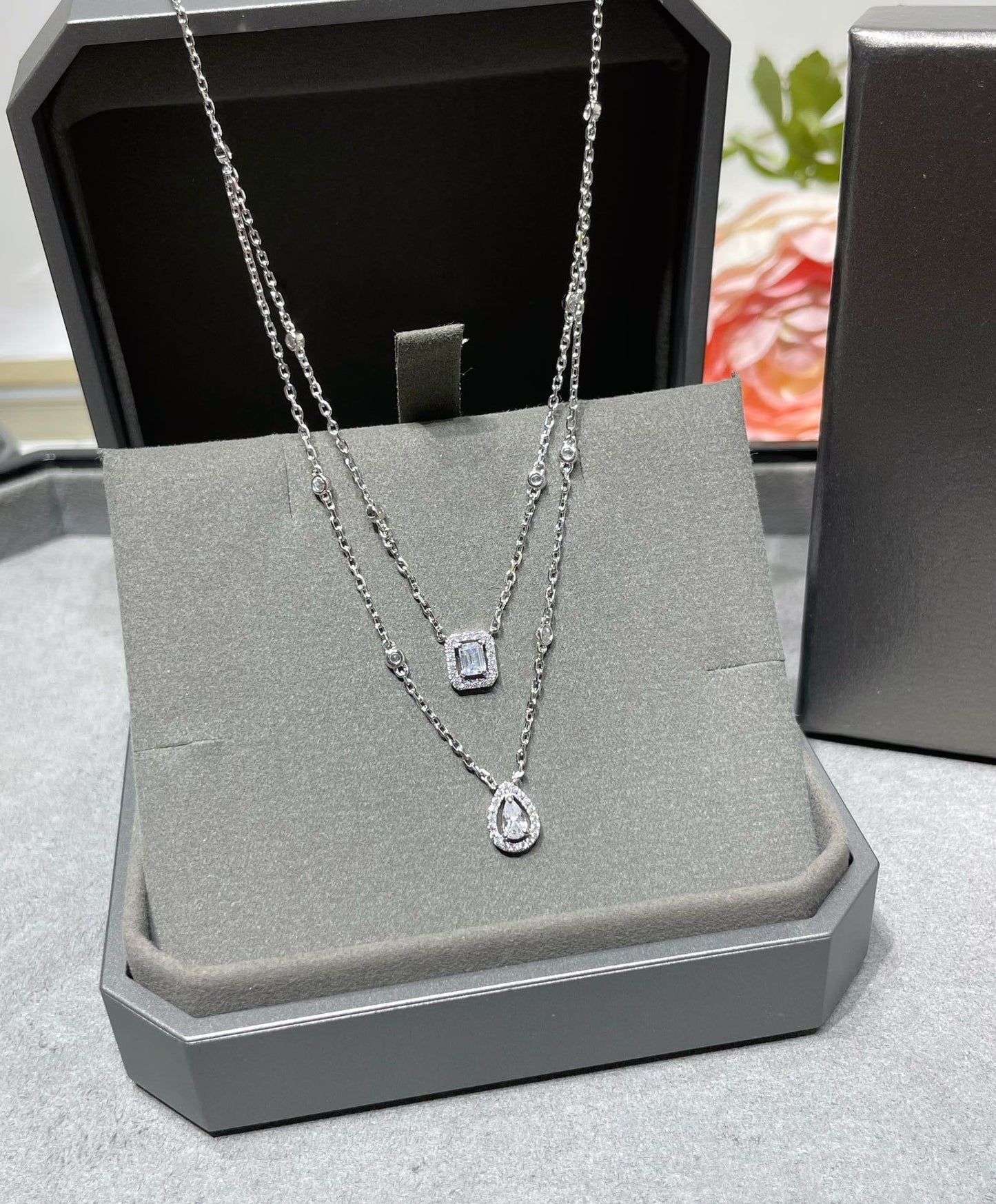 [Liorra]MY TWIN 2 ROW DIAMOND NECKLACE