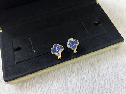 [Liorra]CLOVER PIETERSITE MEDIUM STUD EARRINGS