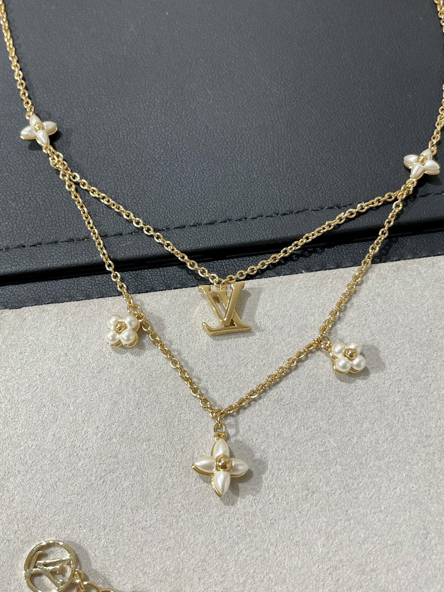 [Liorra]FLOWERGRAM GOLD MOP DOUBLE ROW NECKLACE