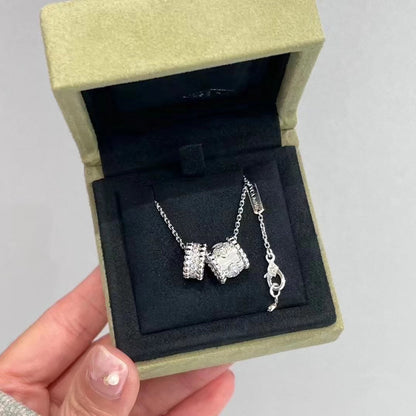 [Liorra]PERLEE DOUBLE PENDANT SILVER DIAMOND NECKLACE