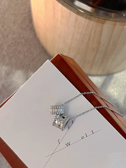 [Liorra]PERLEE DOUBLE PENDANT SILVER DIAMOND NECKLACE