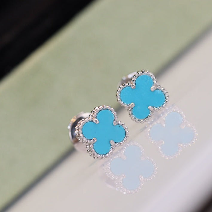 [Liorra]CLOVER MINI TURQUOISE SILVER STUD EARRINGS