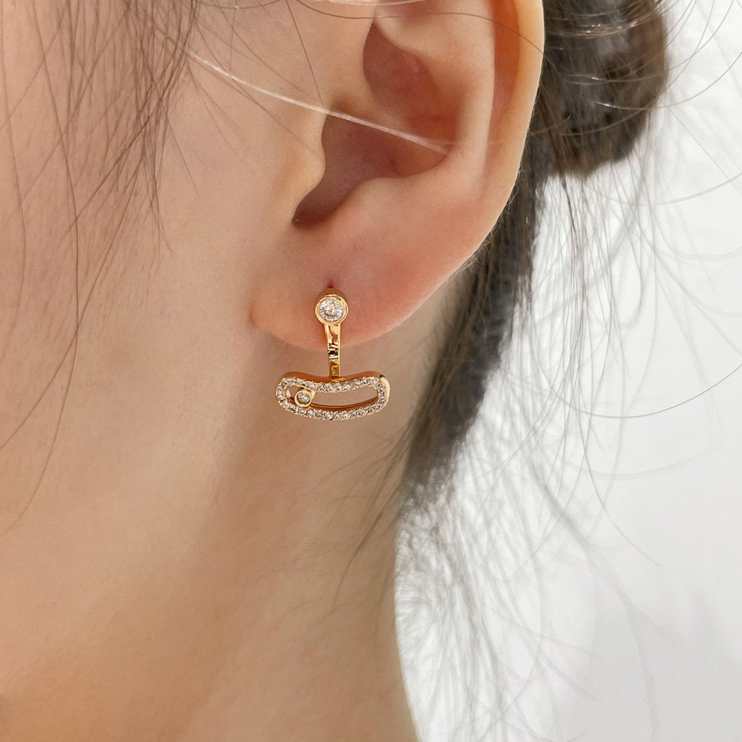 [Liorra]MOVE UNO PINK GOLD DIAMOND EARRINGS