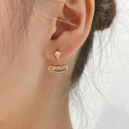 [Liorra]MOVE UNO PINK GOLD DIAMOND EARRINGS
