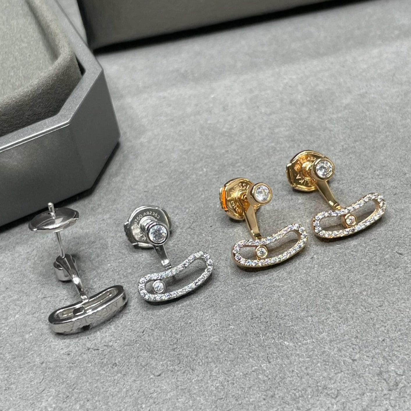 [Liorra]MOVE UNO PINK GOLD DIAMOND EARRINGS