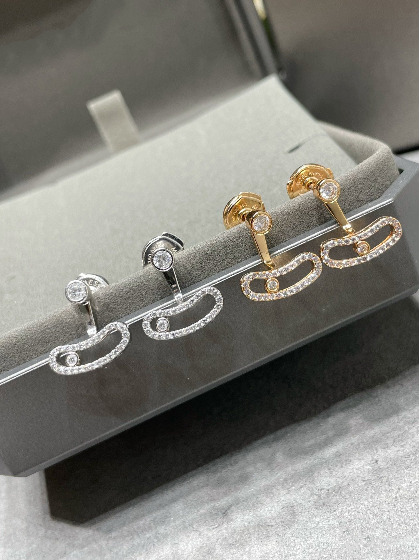 [Liorra]MOVE UNO PINK GOLD DIAMOND EARRINGS