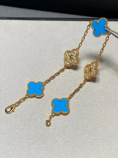 [Liorra] CLOVER 5 MOTIF BLUE AGATE BRACELET COLLECTION