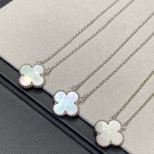 [Liorra]CLOVER MEDIUM SILVER WHITE MOP NECKLACE