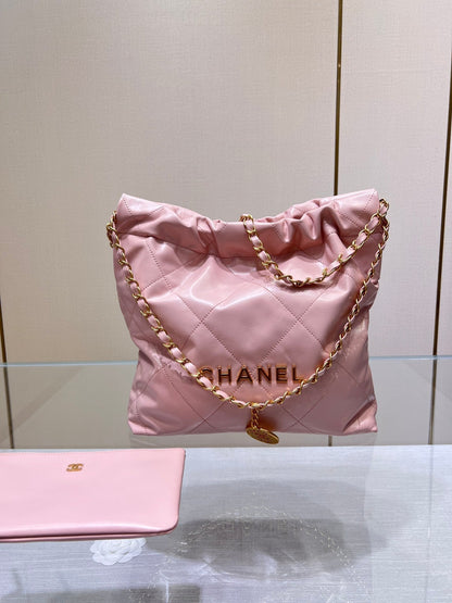 CC HOBO BAG 22 PINK LAMBSKIN GOLD HARDWARE