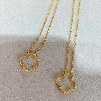 [Liorra]CLOVER ROCK CRYSTAL Liorra GOLD NECKLACE
