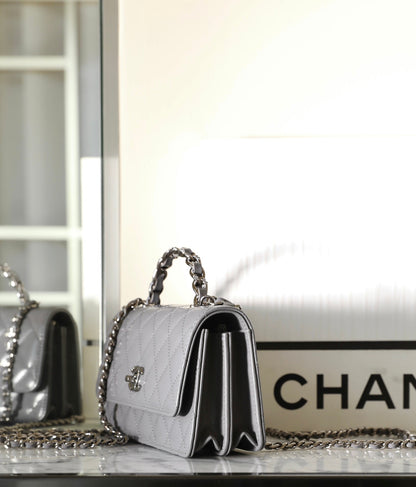 CC WOC 18.5 GREY LAMBSKIN SILVER HARDWARE