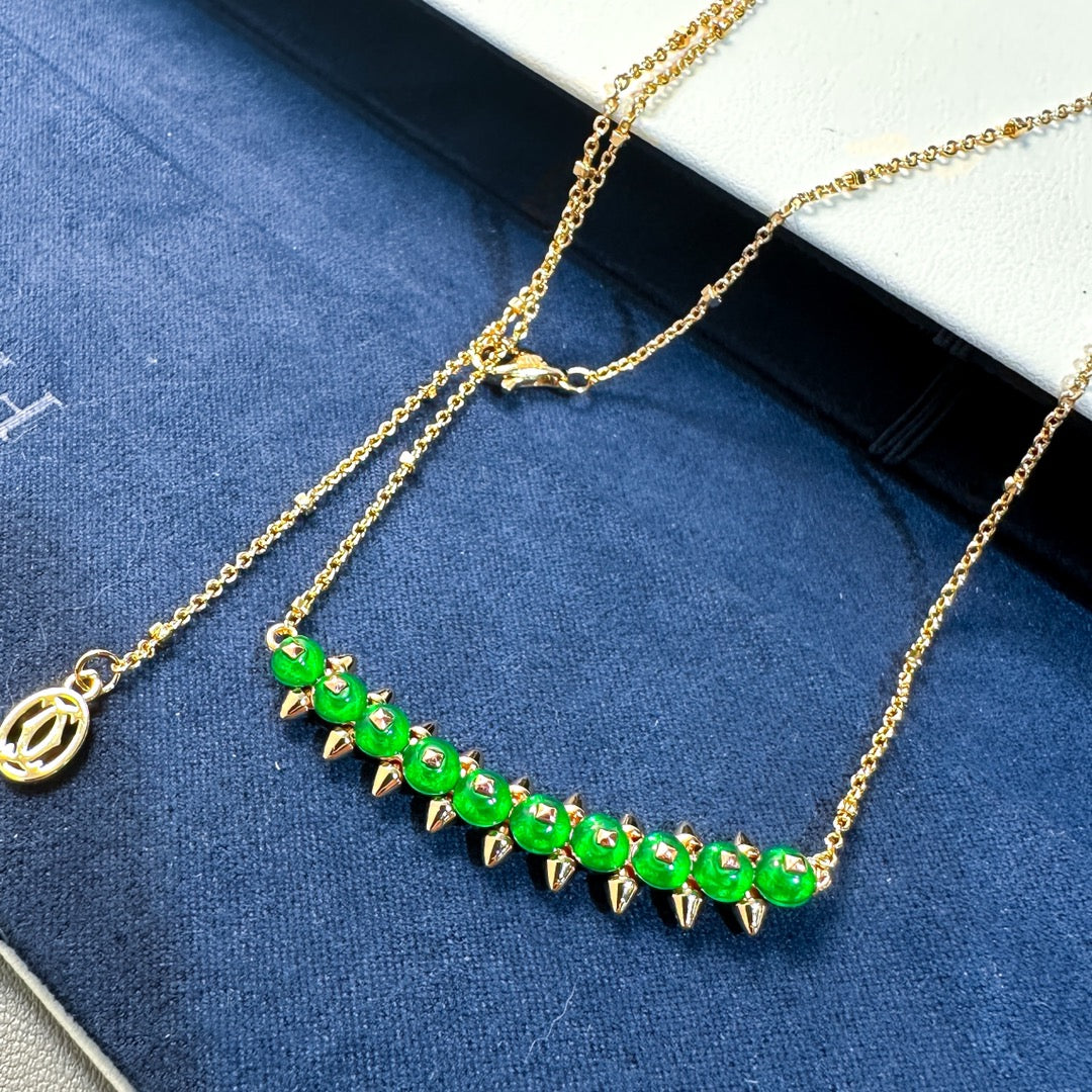 [Liorra]New Arrival: Green Bead Rivet Necklace