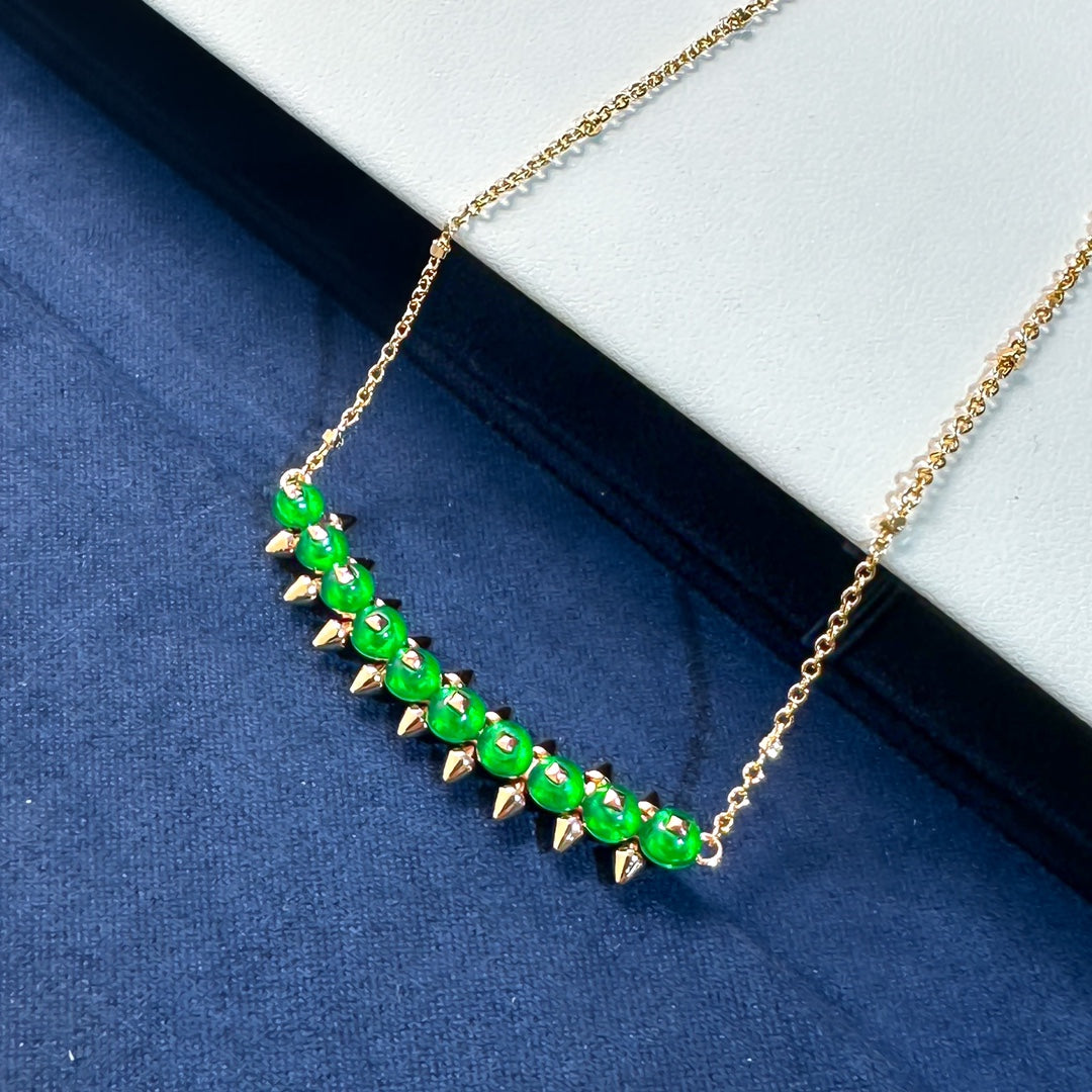 [Liorra]New Arrival: Green Bead Rivet Necklace