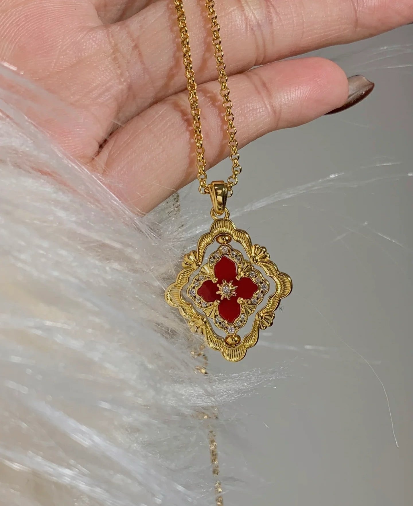 [Liorra] B.C.L ENAMEL ROTATING SINGLE-DIAMOND NECKLACE£¨Various colors£©