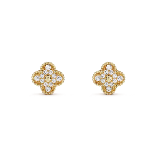 [Liorra]CLOVER MEDIUM 1 MOTIFS FUll DIAMOND EARRINGS