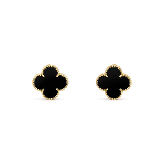 [Liorra]CLOVER MEDIUM 1 MOTIFS  ONYX STUD EARRINGS