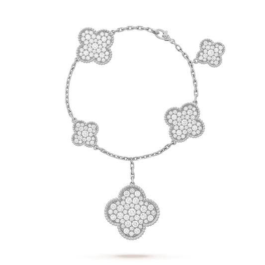 [Liorra]CLOVER 6 MOTIFS SILVER DIAMOND BRACELET