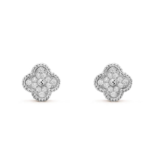 [Liorra]CLOVER MINI DIAMOND STUD EARRINGS