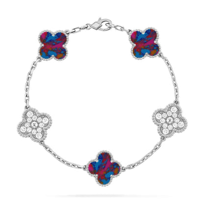 [Liorra]CLOVER 5 MOTIF COLOR GEMSTONES BRACELET COLLECTION