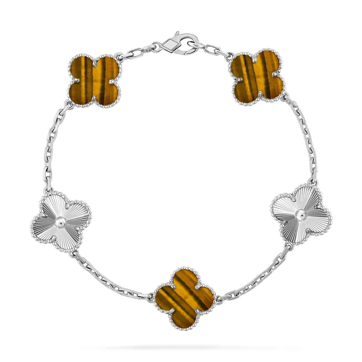 [Liorra] CLOVER 5 MOTIFS TIGER EYE BRACELET COLLECTION