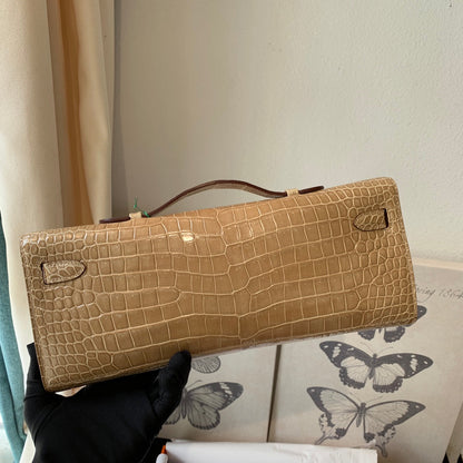 KELLY CUT 31 IN TORTILLA BROWN ALLIGATOR LEATHER WITH SILVER HARDWARE (MADE-TO-ODER)