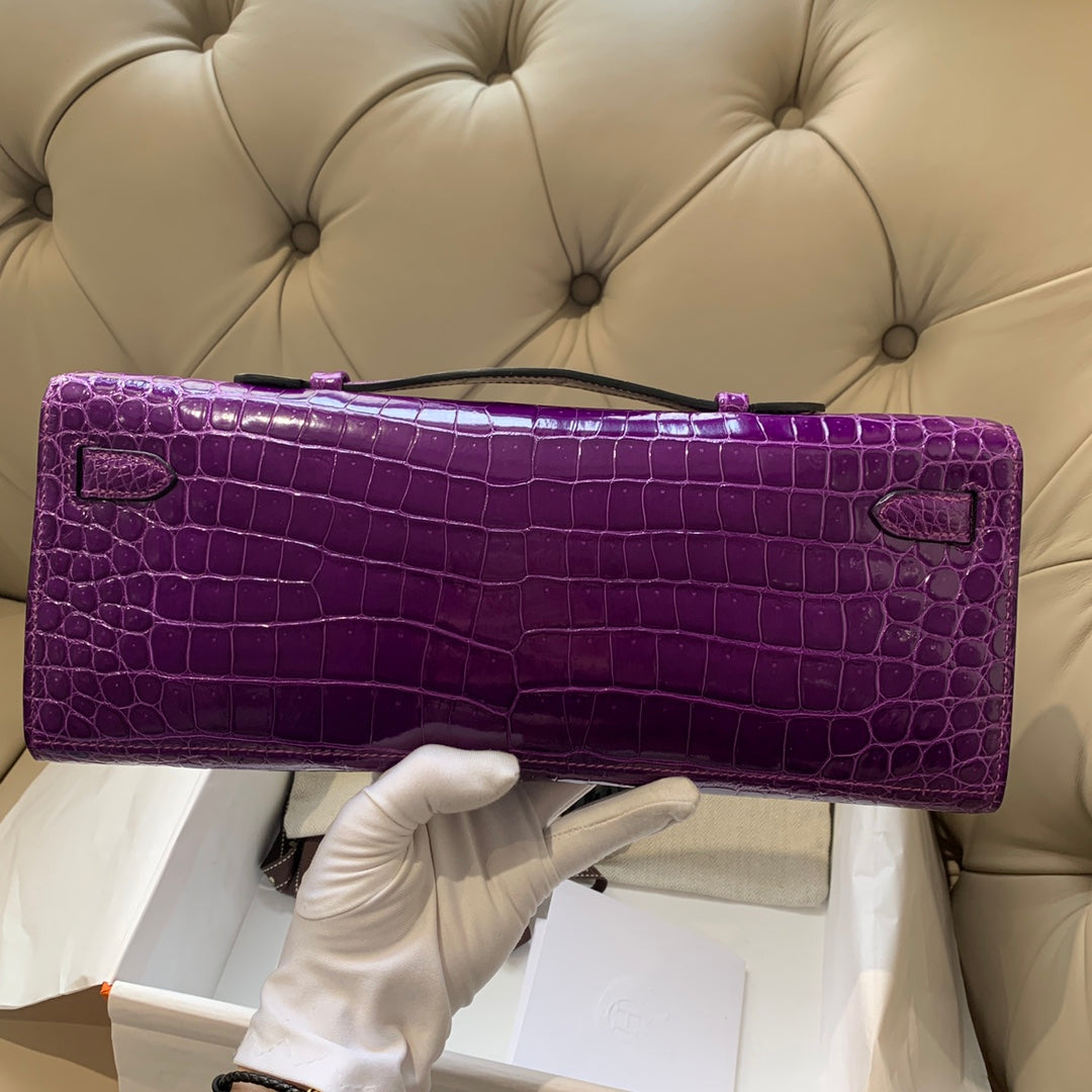 KELLY CUT 31 IN VIOLET PURPLE ALLIGATOR LEATHER WITH GOLD HARDWARE (MADE-TO-ODER)