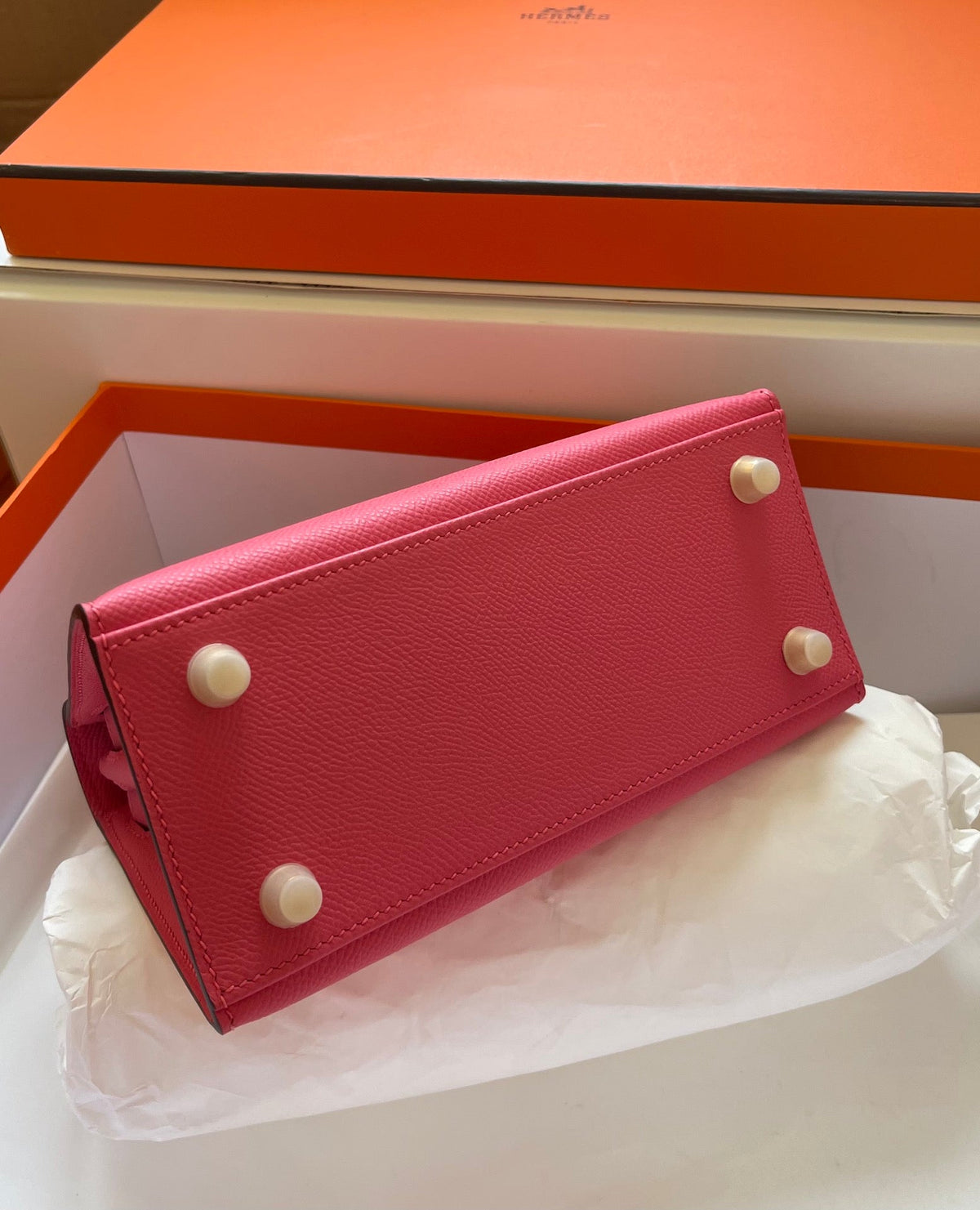 KELLY MINI 20 BAG IN RED PINK CALFSKIN WITH GOLD HARDWARE (MADE-TO-ODER)