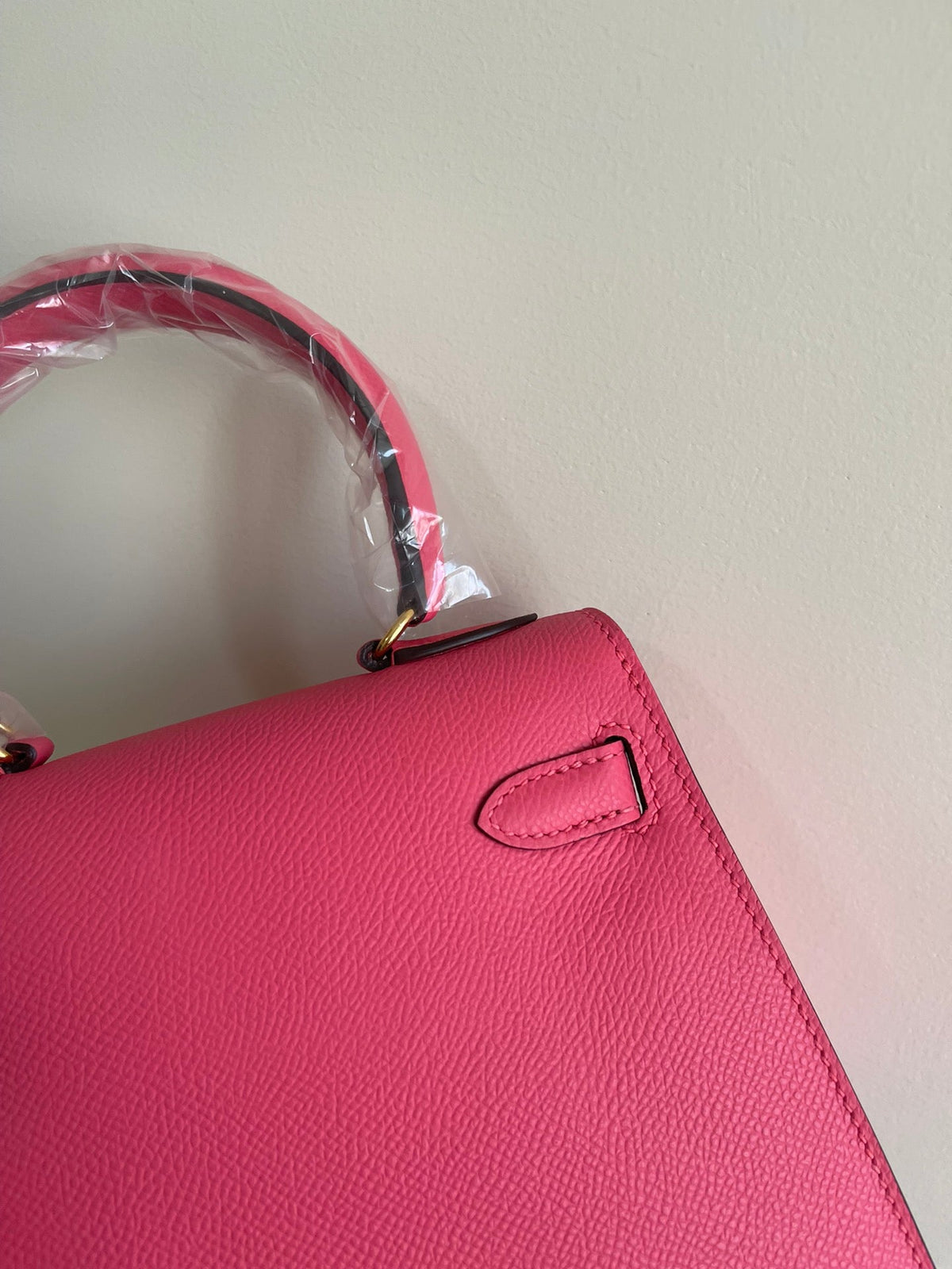 KELLY MINI 20 BAG IN RED PINK CALFSKIN WITH GOLD HARDWARE (MADE-TO-ODER)