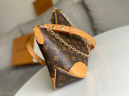 LV 25S BOULOGNE 29 IN BROWN MONOGRAM CANVAS LEATHER TRIM GOLD HARDWARE