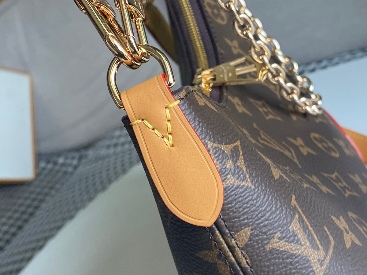 LV 25S BOULOGNE 29 IN BROWN MONOGRAM CANVAS LEATHER TRIM GOLD HARDWARE