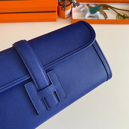 JIGE ELAN 29 CLUTCH IN COBALT BLUE CALFSKIN