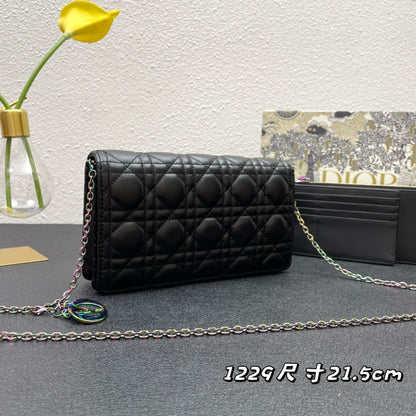 CARO SLIM POUCH 21 BAG IN BLACK CALFSKIN