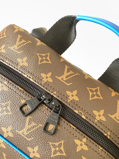 DEAN BACKPACK 42 IN BLUE AND BROWN MONOGRAM CANVAS