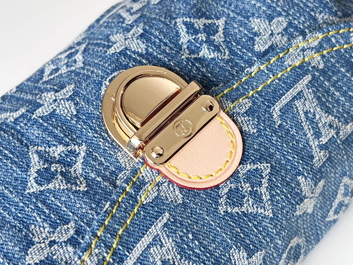 LV 25S PLEATY BAG 26 IN BLUE MONOGRAM DENIM GOLD HARDWARE