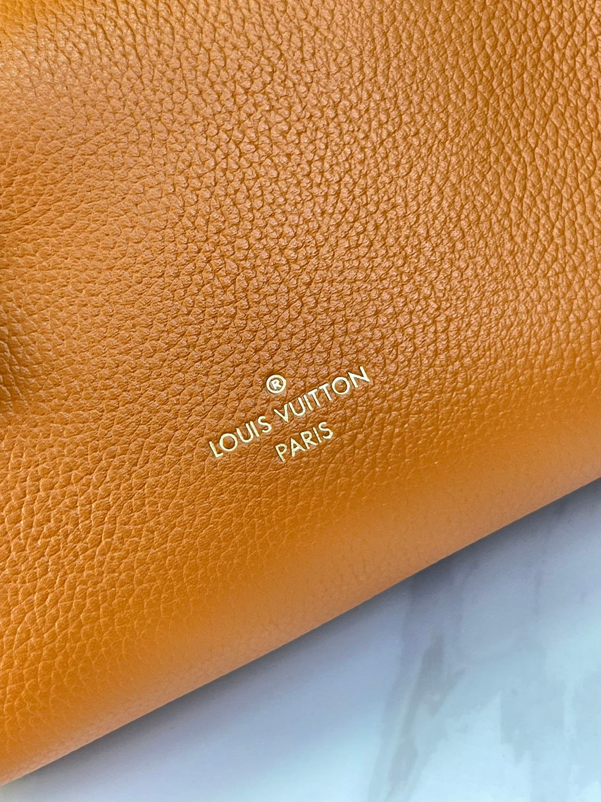 SIDE TRUNK MINI 18 IN ORANGE BROWN CALFSKIN GOLD HARDWARE