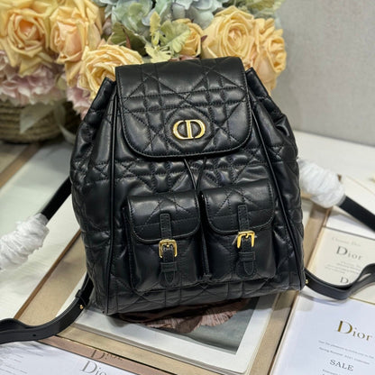 MEDIUM CARO BACKPACK 27 IN BLACK MACROCANNAGE LAMBSKIN
