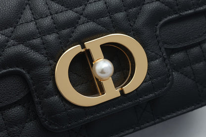 JOLIE TOP HANDLE BAG 19 IN BLACK CANNAGE CALFSKIN