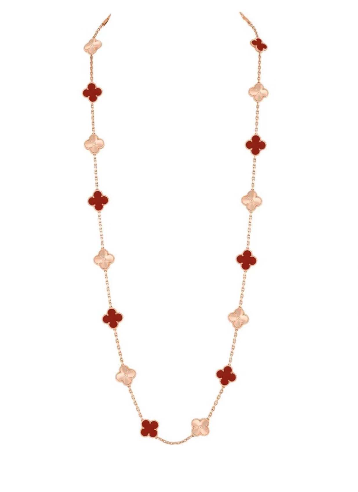 [Liorra]CLOVER 20 MOTIFS LASER CARNELIAN NECKLACE